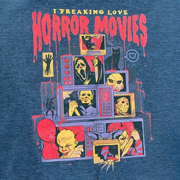 I Friggin Love Horror Movies Womens Classic Villains Black NWOT Size L - Picture 3 of 5